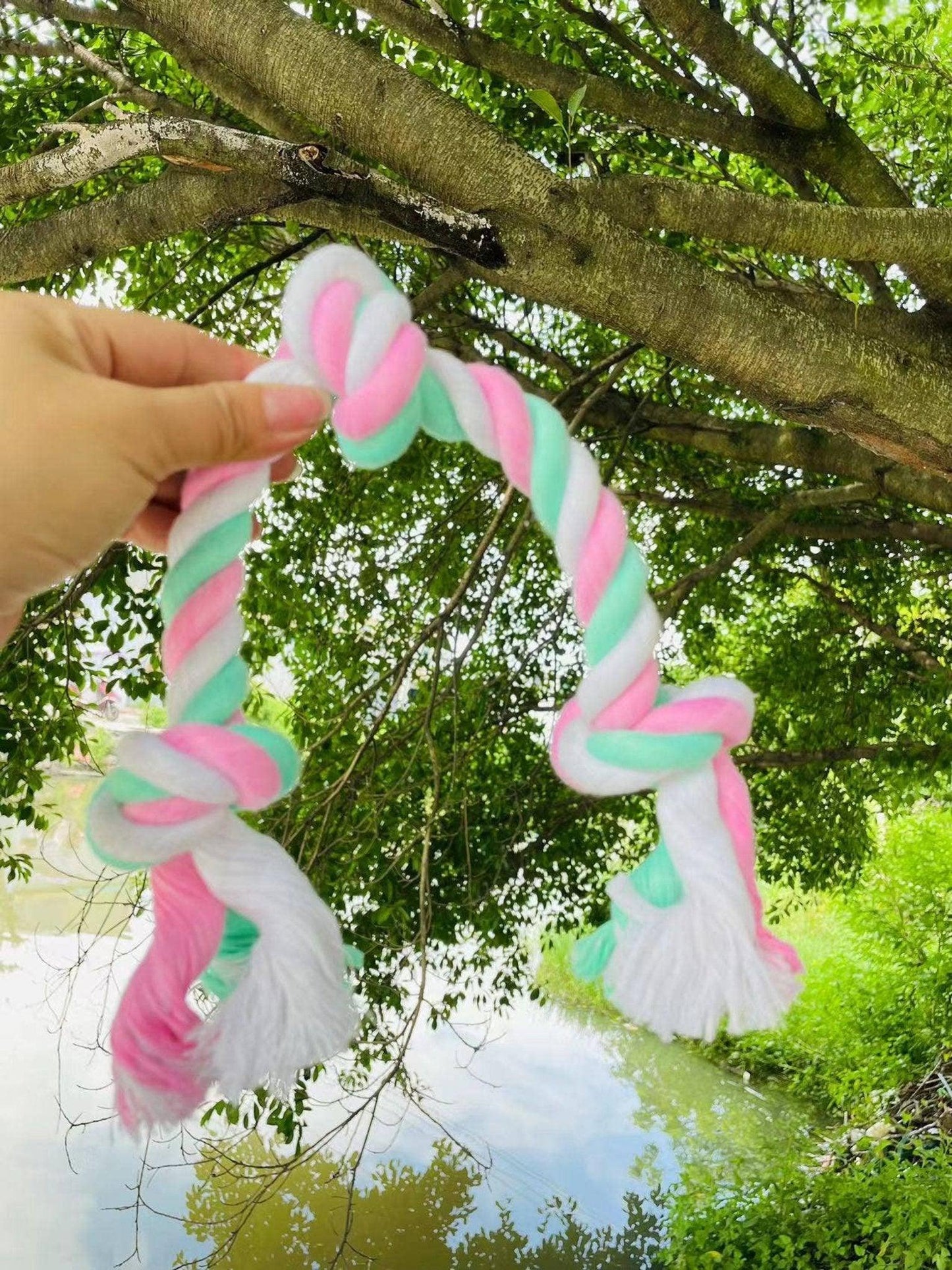 3-Knot Eco-Friendly Cotton Dog Chew Rope Toy-4